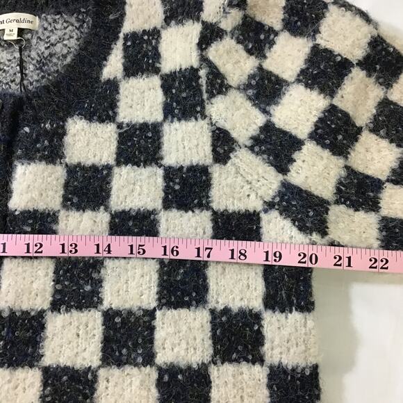 ST GERALDINE M Beige Black Checkered Knit Wool Blend Top Sweater Vest NWT B64 - Picture 4 of 6